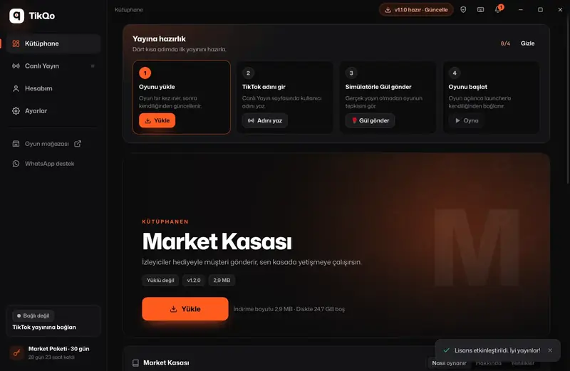 TikQo Launcher kütüphane ekranı